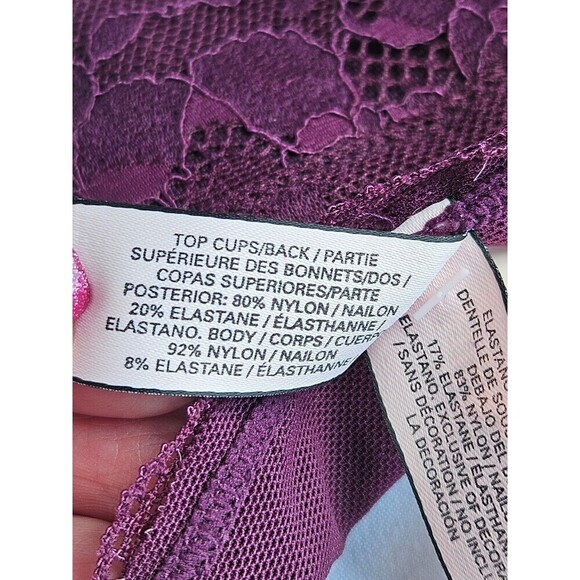 VS floral lace unlined triangle bralette NEW Med Burgany (Wine) - Picture 6 of 7